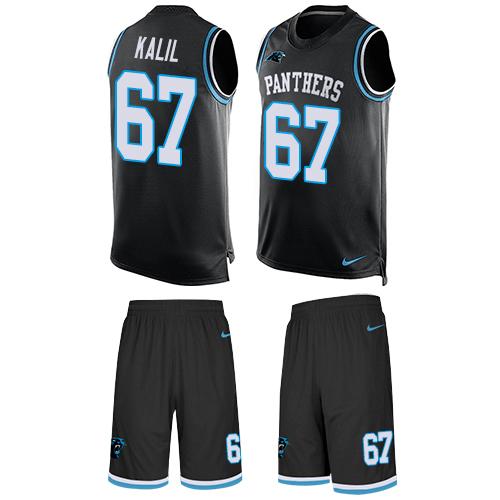 Nike Panthers #67 Ryan Kalil Black Team Color Men's Stitched NFL Limited Tank Top Suit Jersey - Click Image to Close